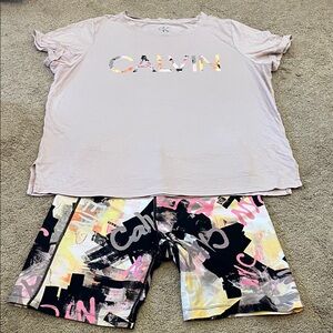 Calvin Klein Pastel Tee and Abstract Shorts Set
